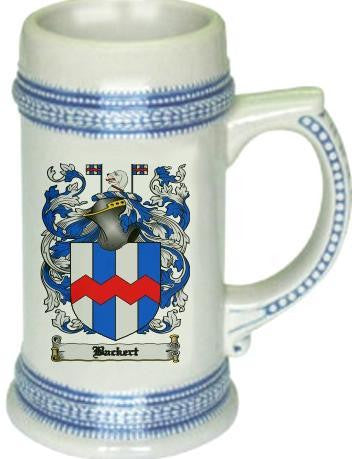 Backert family crest stein coat of arms tankard mug
