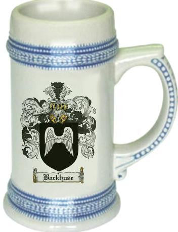 Backhuse family crest stein coat of arms tankard mug