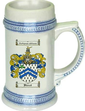 Bacot family crest stein coat of arms tankard mug