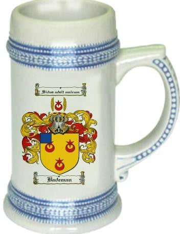 Bademan family crest stein coat of arms tankard mug