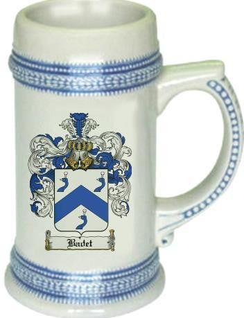 Badet family crest stein coat of arms tankard mug