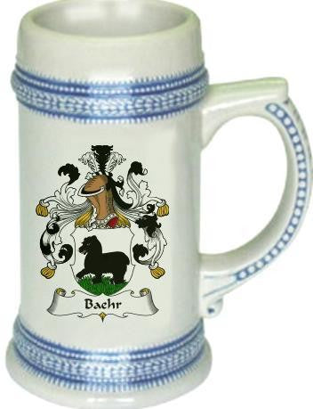 Baehr family crest stein coat of arms tankard mug