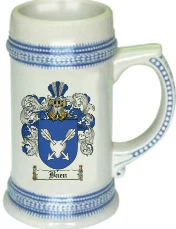 Baen family crest stein coat of arms tankard mug