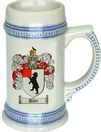 Baer family crest stein coat of arms tankard mug