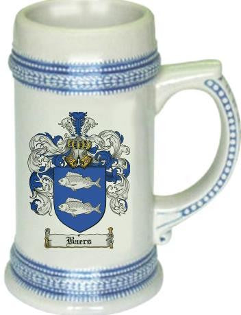Baers family crest stein coat of arms tankard mug