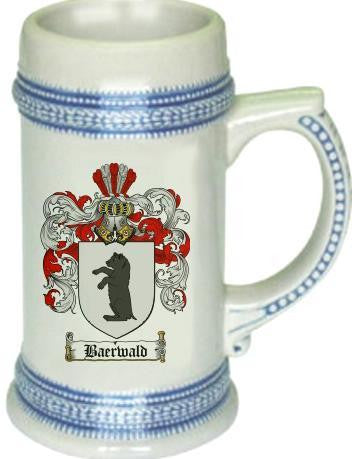 Baerwald family crest stein coat of arms tankard mug