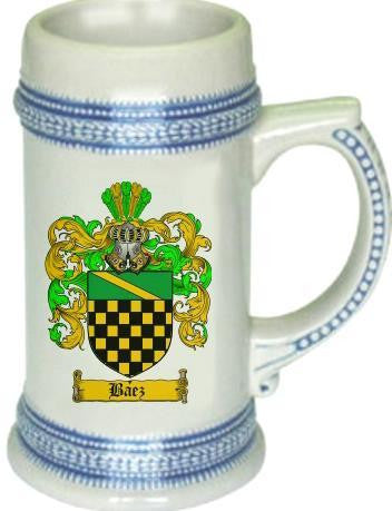 Baez family crest stein coat of arms tankard mug