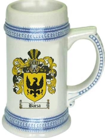 Baeza family crest stein coat of arms tankard mug