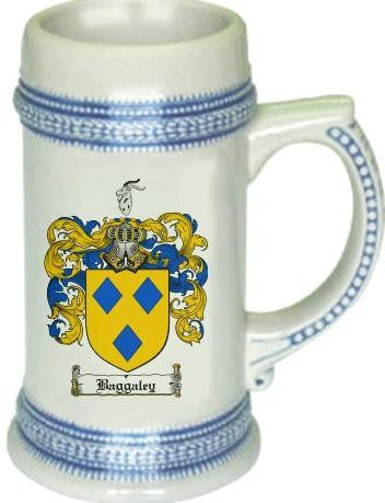 Baggaley family crest stein coat of arms tankard mug