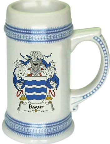 Bagur family crest stein coat of arms tankard mug