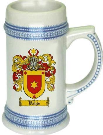 Bahls family crest stein coat of arms tankard mug