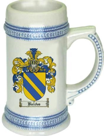 Baides family crest stein coat of arms tankard mug