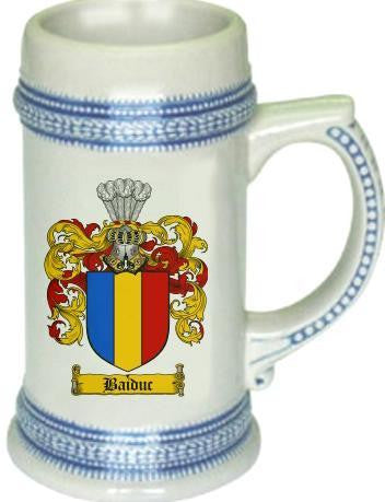 Baiduc family crest stein coat of arms tankard mug