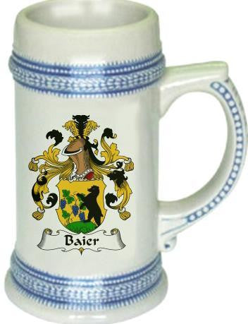 Baier family crest stein coat of arms tankard mug