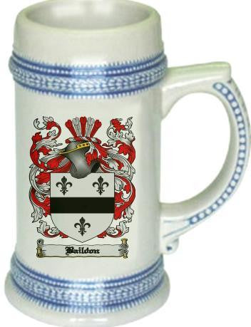 Baildon family crest stein coat of arms tankard mug