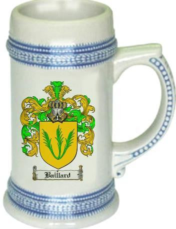 Baillard family crest stein coat of arms tankard mug