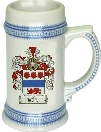 Baille family crest stein coat of arms tankard mug