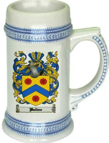 Bailon family crest stein coat of arms tankard mug