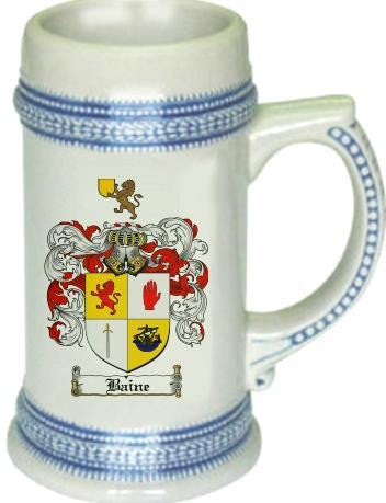 Baine family crest stein coat of arms tankard mug