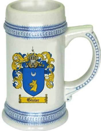 Baines family crest stein coat of arms tankard mug