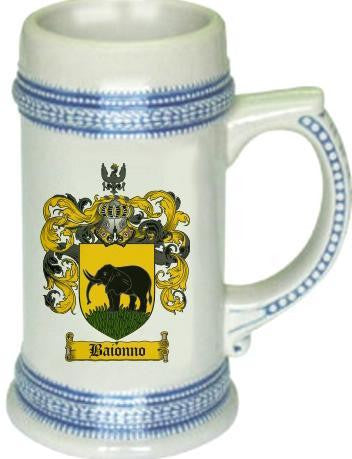 Baionno family crest stein coat of arms tankard mug