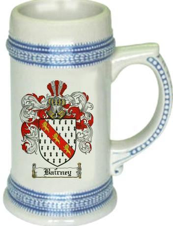 Bairney family crest stein coat of arms tankard mug