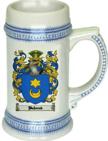 Bajorek family crest stein coat of arms tankard mug