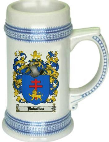 Bakalian family crest stein coat of arms tankard mug