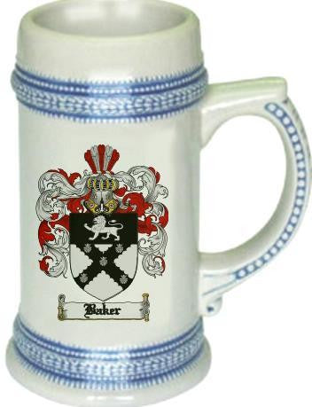 Baker family crest stein coat of arms tankard mug