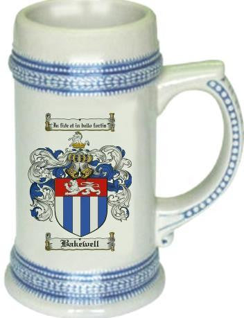 Bakewell family crest stein coat of arms tankard mug