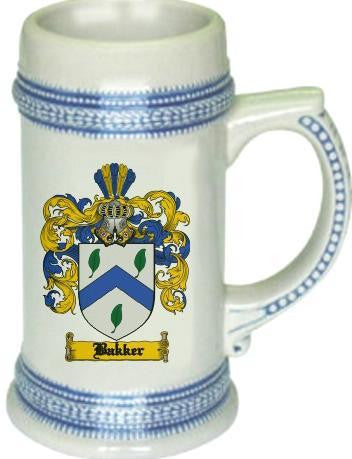 Bakker family crest stein coat of arms tankard mug