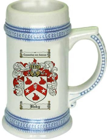 Baky family crest stein coat of arms tankard mug