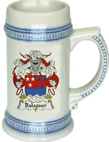 Balaguer family crest stein coat of arms tankard mug