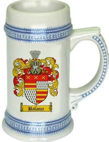 Balance family crest stein coat of arms tankard mug