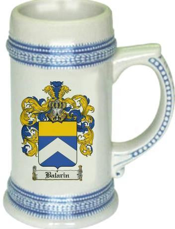 Balarin family crest stein coat of arms tankard mug