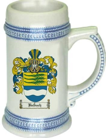 Balbach family crest stein coat of arms tankard mug