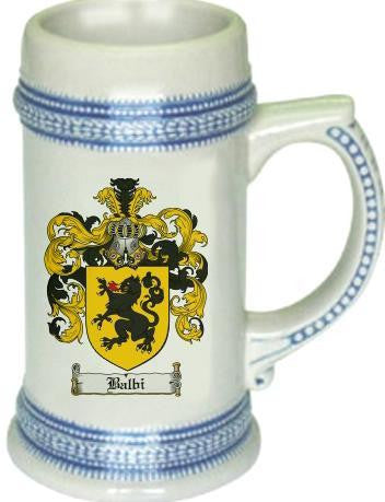 Balbi family crest stein coat of arms tankard mug