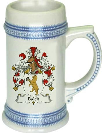 Balck family crest stein coat of arms tankard mug