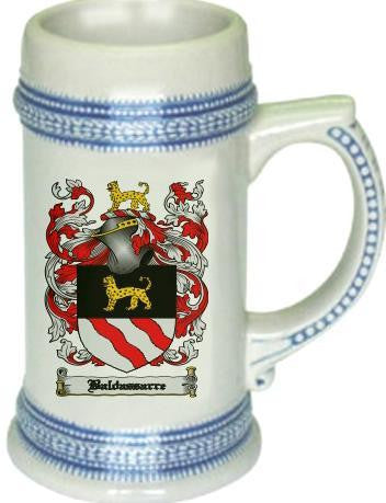 Baldassarre family crest stein coat of arms tankard mug