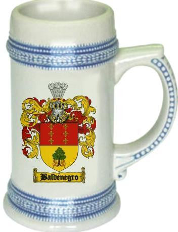 Baldenegro family crest stein coat of arms tankard mug