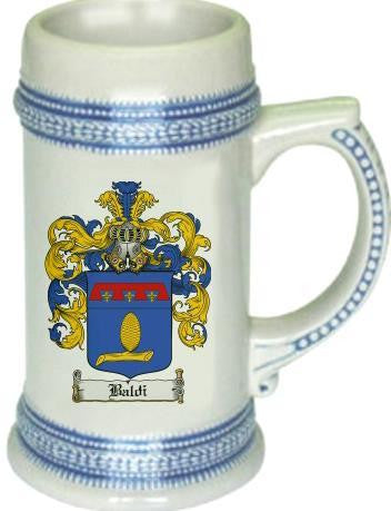Baldi family crest stein coat of arms tankard mug