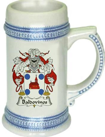 Baldovinos family crest stein coat of arms tankard mug