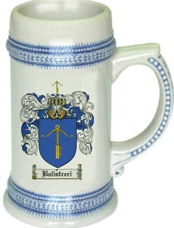 Balistreri family crest stein coat of arms tankard mug
