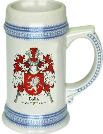 Balla family crest stein coat of arms tankard mug