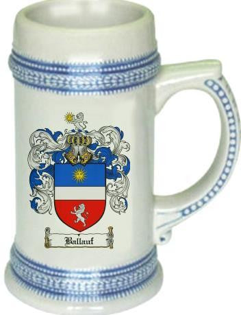 Ballauf family crest stein coat of arms tankard mug