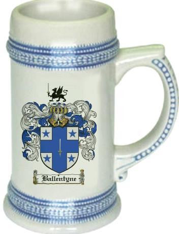 Ballentyne family crest stein coat of arms tankard mug