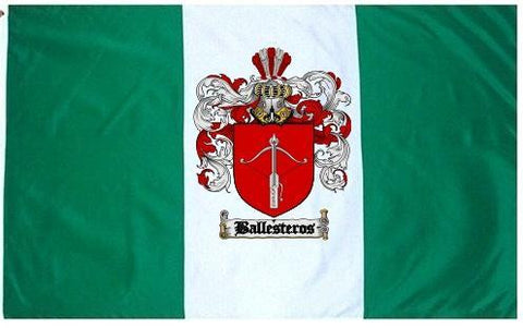 Ballesteros family crest coat of arms flag