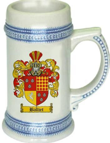 Balliet family crest stein coat of arms tankard mug