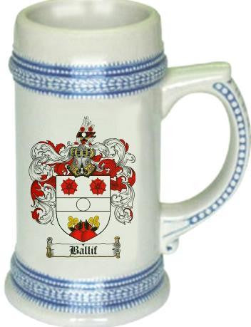 Ballif family crest stein coat of arms tankard mug