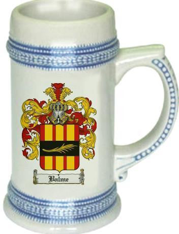Balme family crest stein coat of arms tankard mug
